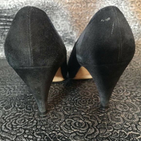 Vintage Salvatore Ferragamo High Heel - Black Suede  Patent Cap Toe Size 8 Italy - Picture 7 of 7